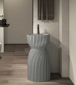 Lavabo de salle de bain monobloc sur pied, design moderne, finition noire, écologique, pour hôtel et extérieur - Product Image 3