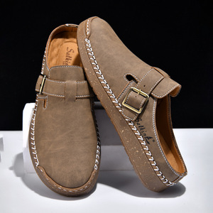 Adjustable Buckle <b>Men</b> <b>Clogs</b> Suede Casual Shoes Comfort Walking Shoes <b>Men</b> Sandals Hand Stitched Upper Suitable Outdoor Walking - Product Image 5