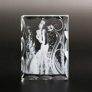 Честь Кристалл новый стиль на заказ Прозрачный 3D фото кристалл лазерная гравировка сувенир подарок - Product Image 1