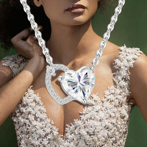 Collier pendentif cœur en argent sterling S925 avec moissanite GRA VVS, bijoux pour femmes, cadeau de mariage - Product Image 3