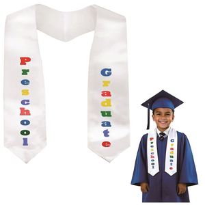 Cuellos de seda largos y duraderos con patrón de letras para niñas de preescolar y jardín de infantes, graduación de primavera, Clase de 2026 - Product Image 1