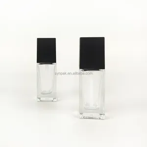 30 ml quadratische Lotionsflasche aus Glas mit Plastikpumpenkopf heißprägeoberfläche für Augencreme-Makeup oder Kosmetik