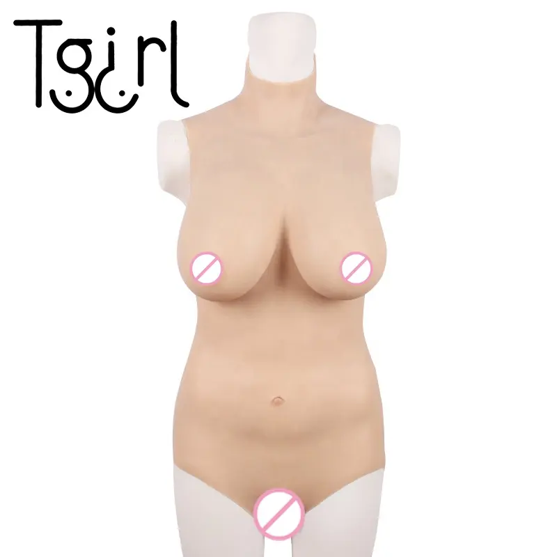 Tgirl DカップLサイズシリコン女性ボディスーツワンピース膣ショートパンツシリコンブレストフォームトランスジェンダーボディスーツ