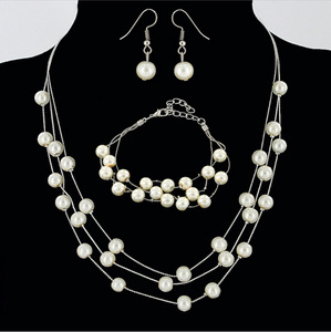 Moda gioielli di perle <span class=keywords><strong>set</strong></span> di Tre strati Collana di perle orecchini e bracciale <span class=keywords><strong>set</strong></span> CM9341 - Product Image 3