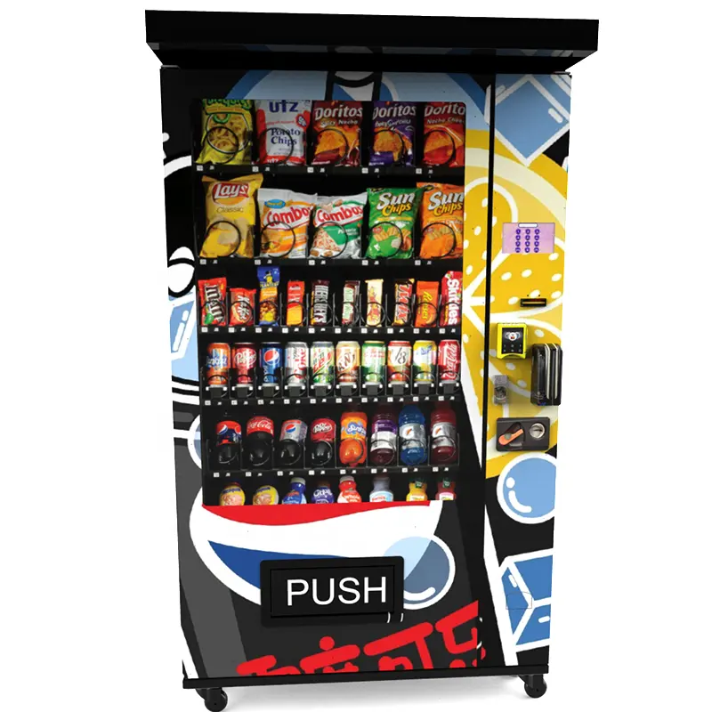 Máquina expendedora combinada automática popular de Europa de exportación para aperitivos y bebidas máquina expendedora de alimentos frescos automática