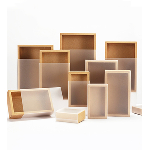 Gấp Cửa Sổ Ngăn Kéo Bao Bì Mỏng Hình Chữ Nhật Kraft Giấy Hộp Quà Tặng Cho Trà Tráng Miệng Bánh Hộp Giấy Với Đầy Đủ Xem Thông Qua PVC Nắp - Product Image 1