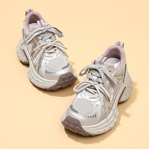 Baskets compensées à semelle épaisse pour femmes, collection Printemps-Automne 2026, best-seller, violettes, à lacets, chaussures de marche respirantes, légères et décontractées - Product Image 5