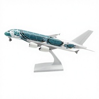 Modèle d'avion en résine moulée sous pression Airbus A380 à l'échelle 1/200, 30 cm, avec finition Tortue Verte réaliste et trains d'atterrissage, Art