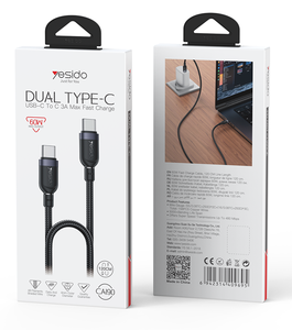 YesIDo CA190 1.2M PD 60W ชาร์จเร็ว Type-C ถึง Type-C สูงสุดด้วยสายเคเบิลข้อมูลแบบถัก480Mbps - Product Image 6