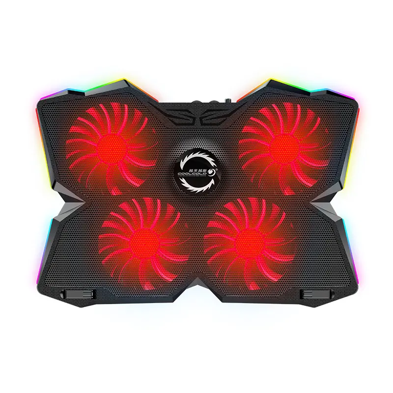 4 Fans RGB Gaming Laptop Cooling Pad with Low Noise Two USB Ports Gaming Laptop Cooler with 7 Adjustable Heights