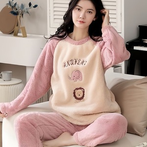 Set Pigiama Termico in Flanella per Donna, Maniche Lunghe, Vestibilità Comoda, Autunno Inverno, Stampa Personalizzata, Abbigliamento da Casa - Product Image 2