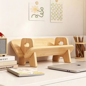 Wooden Minimalist <b>Childrens</b> <b>Desk</b> Book <b>Storage</b> Rack Rectangle Standing Type Multifunctional 2nd Floor Wood Grain Color - Product Image 4