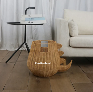 Cesta de Mimbre con Forma de Dinosaurio, Cestas de Almacenamiento Hechas a Mano, Mimbre Natural, Modernas, Multifuncionales, Buen Precio - Product Image 2