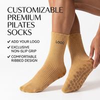 Chaussettes de Pilates antidérapantes personnalisées avec logo imprimé, en coton peigné côtelé, pour femmes, chaussettes de yoga à grip, chaussettes de fitness antidérapantes pour barre, fabrication en usine