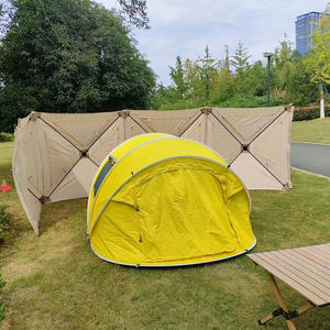 Jiamowei Abri d'extérieur coupe-vent 5,6x1,4m, auvent pliant portable rectangulaire monocouche blanc cassé pour camping - Product Image 4