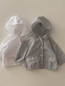 Primavera Verano niño Unisex algodón fino Plaid <span class=keywords><strong>sol</strong></span>-protección cárdigan manga bebé prendas de vestir exteriores - Product Image 3