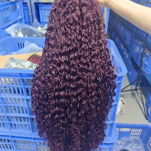 วิกผมหน้าผากแบบ Pixie Curl แบบ Super Double Drawn ผมแท้ 100%  ขนาด 13*4  แบบไม่ต้องใช้กาว สีไวน์  ความหนาแน่นเต็มพิกัด - Product Image 4