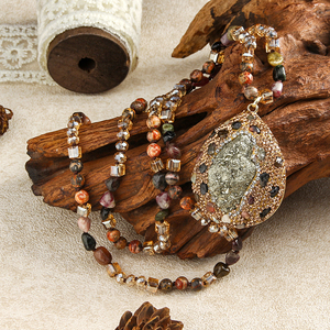 Nuevo Collar de Lujo Ligero y Elegante Estilo Bohemio para Mujer, con Piedra Natural de 6mm, Nudo de Cristal, <span class=keywords><strong>Colgante</strong></span> de Arcilla, <span class=keywords><strong>Amatista</strong></span> y Mineral de Hierro - Product Image 6