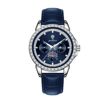 Montre-bracelet Gohuos 9813 pour homme, mouvement à quartz, haute qualité, lumineuse, étanche, bracelet en cuir, idéale pour les affaires - Grande Vente