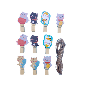 10 unids/pack lindo gato serie Clips de madera de la Oficina de la escuela suministros mensaje carpeta Festival Fiesta decoración tarjetas de foto Clips - Product Image 2