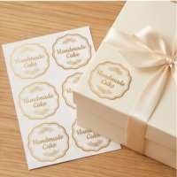 Autocollants adhésifs en papier holographique imperméable et écologique pour aliments, pain, gâteaux, pâtisserie, avec code QR personnalisé et marque de commerce