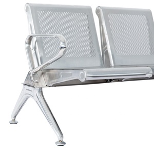 Banc <span class=keywords><strong>d</strong></span>'attente confortable en métal inoxydable pour gares, aéroports et hôpitaux, 3 places - Product Image 1