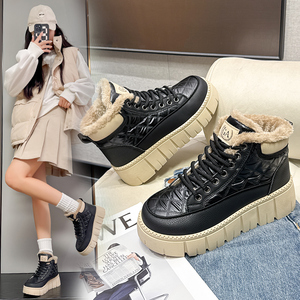 Chaussures décontractées en peluche chaudes pour femmes, à lacets, nouvelle mode, confortables pour la marche, antidérapantes, nouveau style pour filles - Product Image 6