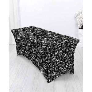 Mantel de Spandex elástico con temática de Halloween, boceto gris y blanco, telaraña de calabaza, mesas en Stock personalizadas, vajilla de fiesta, decoraciones - Product Image 4