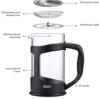 Cafetière à piston résistante à la chaleur, portable, manuelle, pour la maison, la cuisine, l'hôtel, le café, avec logo personnalisé, ODM