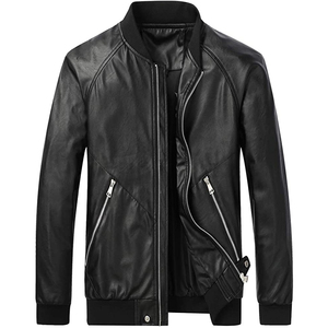 <b>High</b> Best Quality <b>Leather</b> Jacket <b>Top</b> Selling Slim Fit Custom Design Fashion <b>Leather</b> Jackets for Men With Stand Collar Jacket - Product Image 1