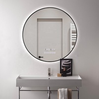Miroir mural de salle de bain à grand cadre en métal en alliage d'aluminium doré BOLEN
