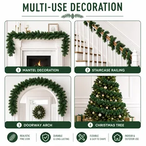 Guirnalda Navideña Personalizable de Mimbre Artificial para Interiores y Exteriores, Decoración para Puerta Principal, Centro Comercial, Guirnalda de Navidad - Product Image 1