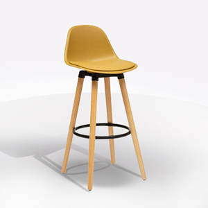 TABURETE MODELO MAXON EN HIGUARÍA, POLIPROPILENO Y PU, AMARILLO OCHRE - Product Image 1