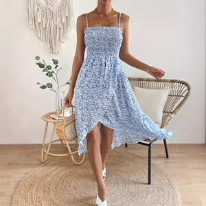 Robe longue sans manches et sans col Lonsure pour femme, coupe ajustée, taille haute, imprimé floral, style vintage, idéale pour l'été - Product Image 2