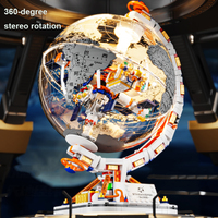 Globe Blocs de Construction en Plastique pour Enfants la Terre Jouet d'Assemblage Éducatif Briques de Construction Série Créative avec Jouets Lumineux