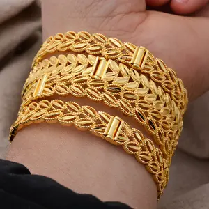 Dubai Wholesale Gold Color Bangle African Wedding Party Bracelet Jewelry Gift Hawaiian Arab Charm Bangle