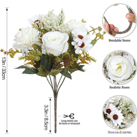 Buket Mawar Ungu Eropa 7 Tangkai Bunga Hydrangea Daisy Buatan Sutra Realistis untuk Hari Valentine Wisuda