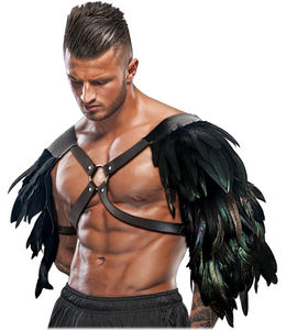Costume da Cavaliere Medievale Gotico con Piume per Halloween, <span class=keywords><strong>Accessori</strong></span> Regolabili in Pelle PU per Cosplay da Guerriero Vichingo - Product Image 1