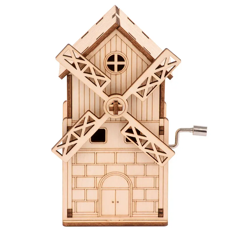 Fai da te manovella carillon modello 3D Puzzle in legno giocattolo auto assemblaggio Kit artigianale in legno giocattolo per bambini adulti gioco interattivo genitore-figlio