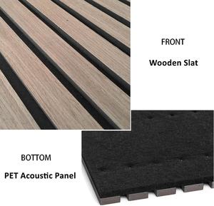 Fond décoratif personnalisé de 60cm, carré en bois d'<span class=keywords><strong>ardoise</strong></span> 3D, fond en PET, panneaux acoustiques à lattes en bois naturel, Akupanel - Product Image 3