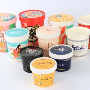 Giá Kraft súp giấy cốc bát 8oz 12oz 16oz <span class=keywords><strong>Ice</strong></span> <span class=keywords><strong>Cream</strong></span> cup với nắp dùng một lần Kraft súp bồn tắm thân thiện với môi phân hủy - Product Image 1