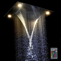 Panneau de douche de bain 600*800mm Pluie, Brume, Cascade, Rideau d'eau Fonction multiple Robinet de douche de bain LED