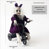 Décoration d'Halloween : Poupée Squelette Fantôme Cycliste, Jouet Électrique à Induction Tactile pour Maison Hantée