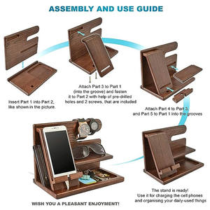 محطة لرسو السفن للهاتف من خشب الجوز الطبيعي من النوع القائم سهلة التركيب - Product Image 4
