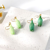 Boucles d'oreilles pendantes tendance en acier inoxydable coloré, motif fleur, avec pendentif fleur naturelle, faites à la main, en forme de clochette orchidée, cadeau