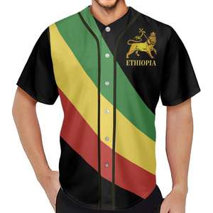 Derniers maillots de baseball éthiopiens Sports personnalisés pour hommes en vrac Impression numérique Respirant Éthiopie Lion Tops Uniforme - Product Image 3