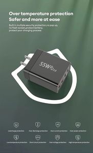 4 Ports 55W Super Fast Charging <b>Adapter</b> AU UK EU US <b>Plug</b> 2 Type C+2 USB PD 20W Power Charger for Huawei/Xiaomi/Sam/Ios - Product Image 6