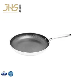 Professional Quality Try-ply Stainless Steel Non Stick Honeycomb 26-30cm Round Frying Pan