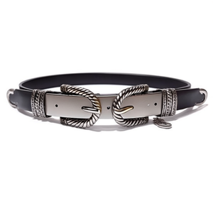 Cintura in Metallo Nera Marrone 2.5x100cm con Fibbia Argento Oro, Accessorio Moda per Donna - Product Image 1