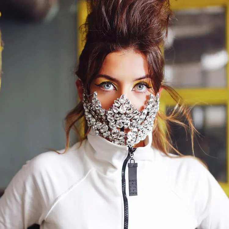ジルコンラインストーンマスクファッションメイクボールアクセサリー女性用ジュエリーマスク